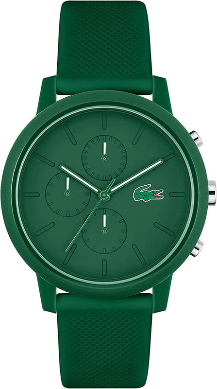 Lacoste 12.12 Chronograph Green Dial Green Silicon Strap Watch for Men - 2011245 Authentic Buy Shop Now
