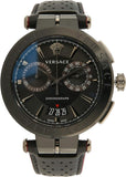 Versace V-Racer Aion Chronograph Black Dial Black Leather Strap Watch for Men - VBR030017 Authentic Buy Shop Now