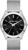 Michael Kors Slim Runway Analog Black Dial Silver Mesh Bracelet Watch For Men - MK8606 Authentic Buy Shop Now