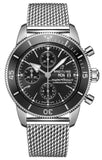 Breitling Superocean Heritage Chronograph 44 Black Dial Silver Mesh Bracelet Watch for Men - A13313121B1A1 Authentic Buy Shop Now