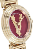 Versace Virtus Mini Quartz Red Dial Gold Steel Strap Watch For Women - VET300321 Authentic Buy Shop Now