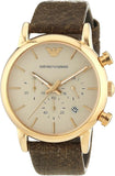 Emporio Armani Classic Chronograph White Dial Brown Leather Strap Watch For Men - AR1809 Authentic Buy Shop Now