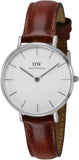 Daniel Wellington Classic Petite St Mawes White Dial Brown Leather Strap Watch For Women - DW00100187 Authentic Buy Shop Now