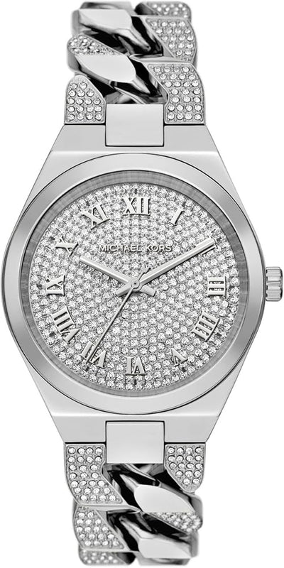 Michael Kors Lennox Pave Three-Hand Crystals Silver Dial Silver Steel Strap Watch for Women - MK7488 Authentic Buy Shop Now