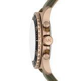 Michael Kors Everest Analog Black Dial Green Leather Strap Watch For Men - MK9090 Authentic Buy Shop Now
