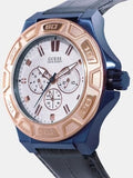 Guess Force Multi Function White Dial Blue Leather Strap Watch For Men - W0674G7 Authentic Buy Shop Now