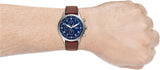 Fossil Retro Pilot Chronograph Blue Dial Brown Leather Strap Watch for Men - FS5832 Authentic Buy Shop Now