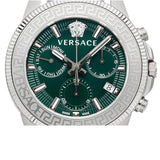 Versace Greca Action Chronograph Quartz Green Dial Silver Steel Strap Watch for Men - VE3J00422 Authentic Buy Shop Now
