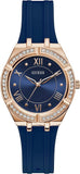Guess Cosmo Diamonds Blue Blue Dial Blue Silicone Strap Watch for Women - GW0034L4 Authentic Buy Shop Now