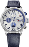 Tommy Hilfiger Jackson Silver Dial Black Leather Strap Watch for Men - 1791240 Authentic Buy Shop Now