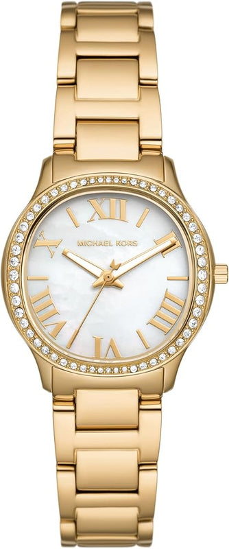 Michael Kors Sage Analog White Dial Gold Steel Strap Watch for Women - MK4822 Authentic Buy Shop Now