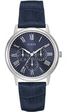 Guess Wafer Chronograph Quartz Blue Dial Blue Leather Strap Watch For Men - W0496G3 Authentic Buy Shop Now