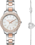 Michael Kors Liliane Quartz Mother of Pearl White Dial Two Tone Steel Strap Watch For Women - MK1048 Authentic Buy Shop Now