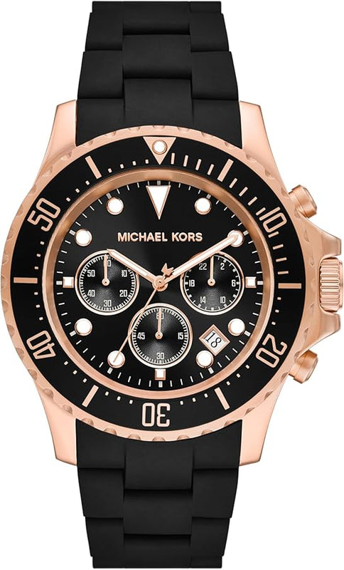 Michael Kors Everest Chronograph Black Dial Black Silicone Strap Watch For Men - MK9055 Authentic Buy Shop Now