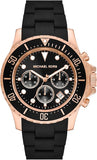Michael Kors Everest Chronograph Black Dial Black Silicone Strap Watch For Men - MK9055 Authentic Buy Shop Now
