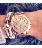 Michael Kors Bradshaw Chronograph Rose Gold Dial Rose Gold Steel Strap Watch For Women - MK6321 Authentic Buy Shop Now