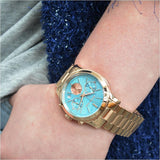 Michael Kors Runway Chronograph Turquoise Dial Rose Gold Steel Strap Watch For Women - MK6164 Authentic Buy Shop Now