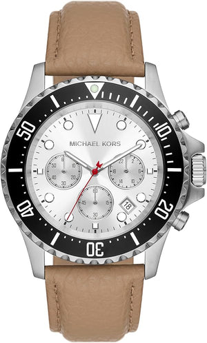 Michael Kors Everest Analog White Dial Brown Leather Strap Watch For Men - MK9092 Authentic Buy Shop Now
