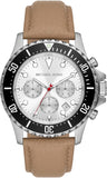 Michael Kors Everest Analog White Dial Brown Leather Strap Watch For Men - MK9092 Authentic Buy Shop Now