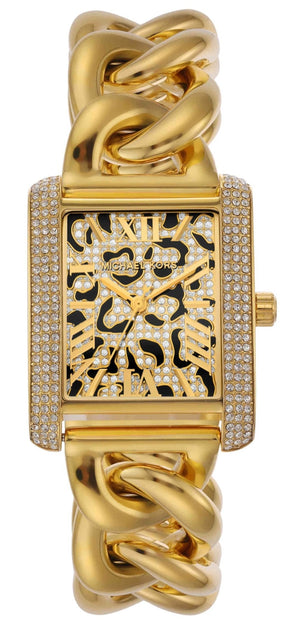 Michael Kors Emery Three Hand Leopard Print Gold Dial Gold Steel Strap Watch For Women - MK7437 Authentic Buy Shop Now