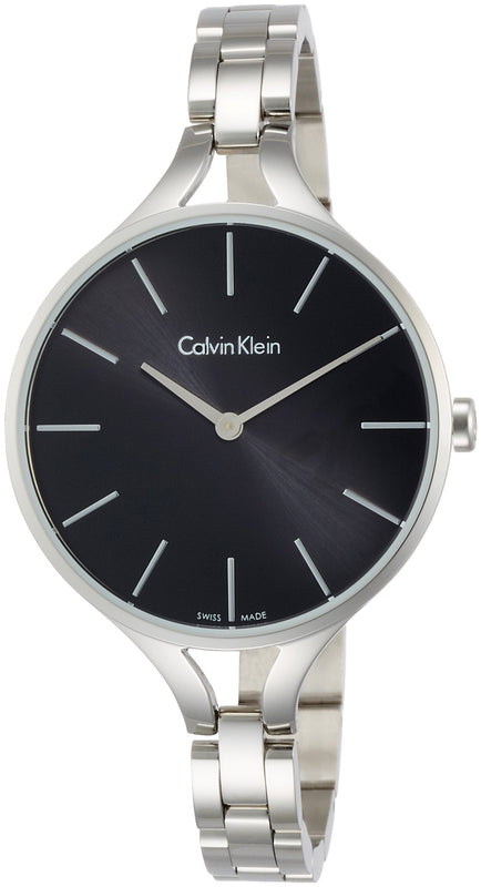 Calvin Klein Graphic Black Dial Silver Steel Strap Watch for Women - K7E23141 Authentic Buy Shop Now