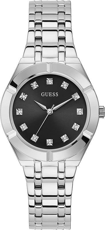 Guess Crystalline Diamonds Black Dial Silver Steel Strap Watch for Women - GW0114L1 Authentic Buy Shop Now