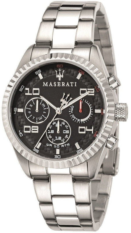 Maserati Competizione Chronograph Black Dial Silver Steel Strap Watch For Men - R8853100012 Authentic Buy Shop Now