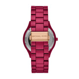 Michael Kors Slim Runway Red Dial Red Steel Strap Watch For Women - MK4505 Authentic Buy Shop Now