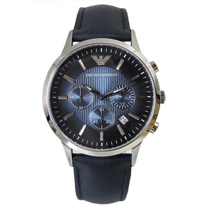 Emporio Armani Classic Chronograph Blue Dial Blue Leather Strap Watch For Men - AR2473 Authentic Buy Shop Now
