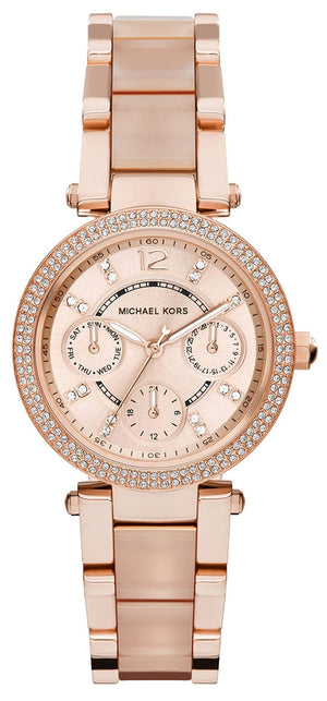 Michael Kors Parker Pink Dial Two Tone Steel Strap Watch for Women - MK6110 Authentic Buy Shop Now