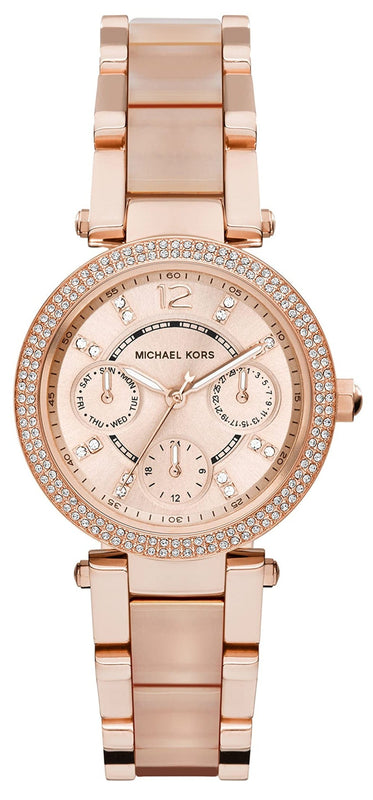 Michael Kors Parker Pink Dial Two Tone Steel Strap Watch for Women - MK6110 Authentic Buy Shop Now
