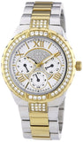 Guess Viva Diamonds Silver Dial Two Tone Steel Strap Watch for Women - W0111L5 Authentic Buy Shop Now