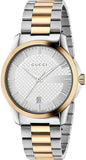 Gucci G Timeless Quartz Silver Dial Two Tone Steel Strap Watch For Men - YA126450 Authentic Buy Shop Now