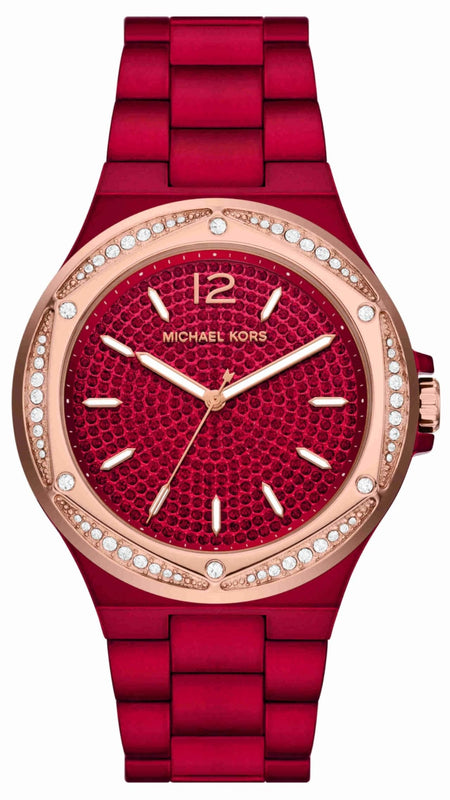 Michael Kors Lennox Analog Crystals Red Dial Red Steel Strap Watch for Women - MK7455 Authentic Buy Shop Now