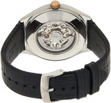 Emporio Armani Zeta Skeleton Automatic Silver Dial Black Leather Strap Watch For Men - AR60018 Authentic Buy Shop Now