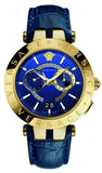 Versace V-Race Multifunction Quartz Blue Dial Blue Leather Strap Watch For Men - VEBV00219 Authentic Buy Shop Now