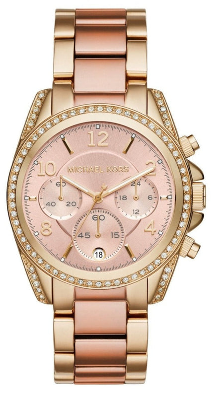 Michael Kors Blair Chronograph Rose Gold Dial Two Tone Steel Strap Watch for Women - MK6316 Authentic Buy Shop Now