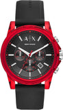 Armani Exchange Outerbanks Chronograph Black Dial Black Silicone Strap Watch For Men - AX1338 Authentic Buy Shop Now