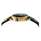 Versace V-Twist Black Dial Black Leather Strap Watch for Women - VELS00619 Authentic Buy Shop Now