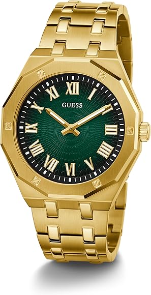 Guess Asset Quartz Green Dial Gold Steel Strap Watch For Men - GW0575G2 Authentic Buy Shop Now