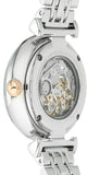 Emporio Armani Gianni T Bar Silver Skeleton Dial Two Tone Strap Watch For Women - AR1992 Authentic Buy Shop Now