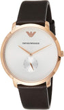 Emporio Armani Modern Slim Analog Silver Dial Brown Leather Strap Watch For Men - AR11163 Authentic Buy Shop Now