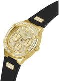 Guess Duchess Crystals Gold Dial Black Silicon Strap Watch For Women - GW0619L2 Authentic Buy Shop Now