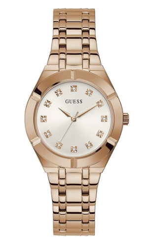Guess Crystalline Diamonds Silver Dial Rose Gold Steel Strap Watch for Women - GW0114L3 Authentic Buy Shop Now