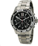 Michael Kors Everest Chronograph Black Dial Silver Steel Strap Watch For Women - MK5753 Authentic Buy Shop Now