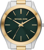 Michael Kors Slim Runway Quartz Green Dial Two Tone Steel Strap Watch for Women - MK9149 Authentic Buy Shop Now