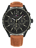 Tommy Hilfiger Gavin Chronograph Quartz Black Dial Brown Leather Strap Watch for Men - 1791470 Authentic Buy Shop Now