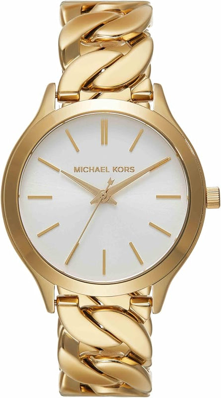 Michael Kors Runway Three-Hand White Dial Gold Steel Strap Watch for Women - MK7472 Authentic Buy Shop Now