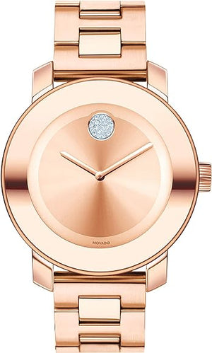 Movado Bold Rose Gold Dial Rose Gold Steel Strap Watch For Women - 3600335 Authentic Buy Shop Now