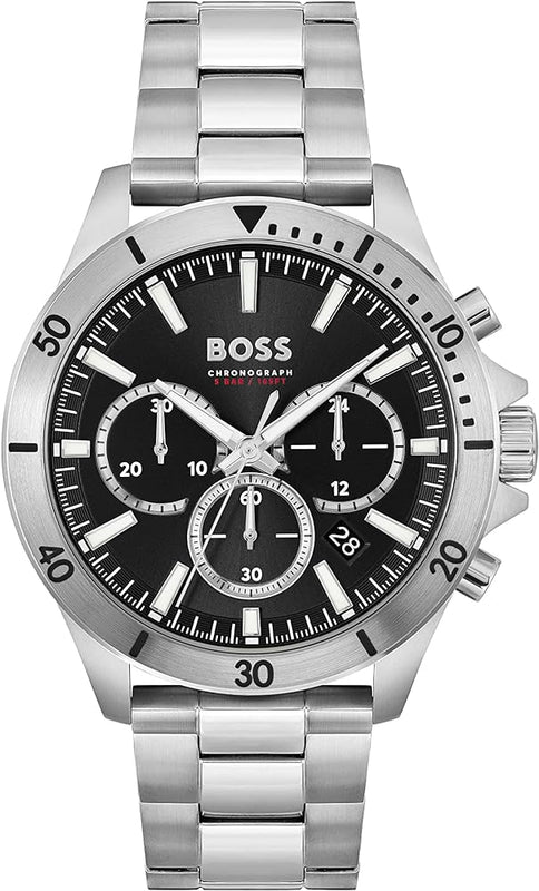 Hugo Boss Troper Chronograph Blue Dial Silver Steel Strap Watch For Men - 1514057 Authentic Buy Shop Now